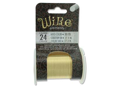 Alambre De Cobre Semiduro Antideslustre Dorado, 0,43mm, Carrete De 27,40 Metros