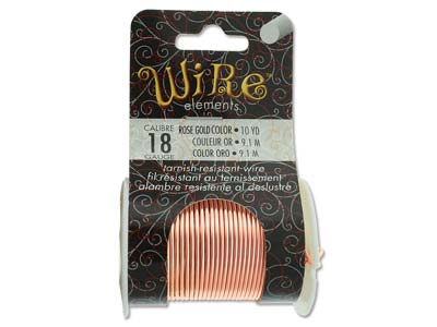 Wire Elements, 18 Gauge, Rose Gold Colour, Tarnish Resistant, Medium Temper, 10yd9.14m