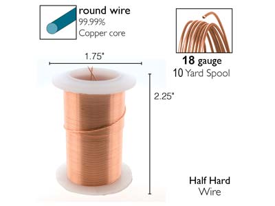 Wire Elements, 18 Gauge, Rose Gold Colour, Tarnish Resistant, Medium Temper, 10yd/9.14m - Imagen Estandar - 2