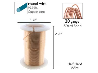 Wire Elements, 20 Gauge, Rose Gold Colour, Tarnish Resistant, Medium Temper, 15yd/13.72m - Imagen Estandar - 2