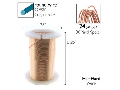 Wire Elements, 24 Gauge, Rose Gold Colour, Tarnish Resistant, Medium Temper, 30yd/27.43m - Imagen Estandar - 2