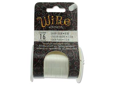 Wire Elements, 16 Gauge, Silver Colour, Tarnish Resistant, Medium Temper, 8yd/7.32m - Imagen Estandar - 1
