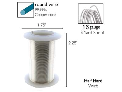 Wire Elements, 16 Gauge, Silver Colour, Tarnish Resistant, Medium Temper, 8yd/7.32m - Imagen Estandar - 2