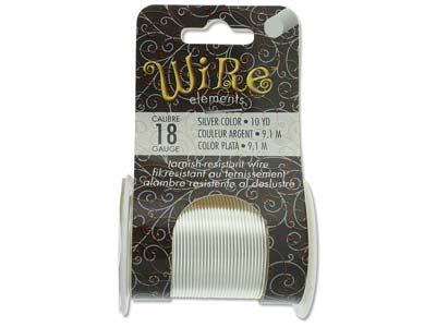 Wire Elements, 18 Gauge, Silver Colour, Tarnish Resistant, Medium Temper, 10yd9.14m