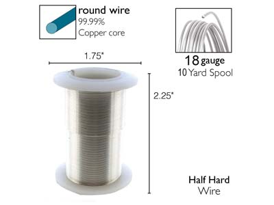 Wire Elements, 18 Gauge, Silver Colour, Tarnish Resistant, Medium Temper, 10yd/9.14m - Imagen Estandar - 2
