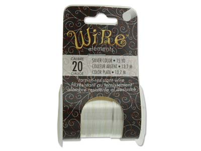 Wire Elements, 20 Gauge, Silver Colour, Tarnish Resistant, Medium Temper, 15yd13.72m