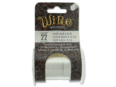 Wire Elements, 22 Gauge, Silver Colour, Tarnish Resistant, Medium Temper, 20yd18.29m
