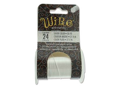 Wire Elements, 24 Gauge, Silver Colour, Tarnish Resistant, Medium Temper, 30yd/27.43m - Imagen Estandar - 1