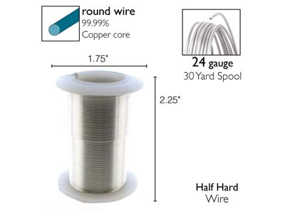 Wire Elements, 24 Gauge, Silver Colour, Tarnish Resistant, Medium Temper, 30yd/27.43m - Imagen Estandar - 2