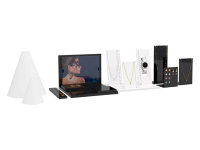 Expositor De Joyas En Forma De L, Acrílico Blanco Brillante - Imagen Estandar - 5