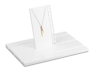 Expositor De Collares Base, Modelo Pequeño, Acrílico Blanco Brillante - Imagen Estandar - 3