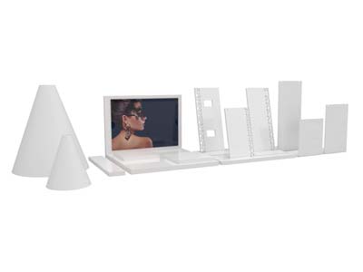 Expositor De Collares Base, Modelo Pequeño, Acrílico Blanco Brillante - Imagen Estandar - 5