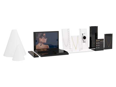 Expositor De Base Mediana Para Collares, Acrílico Blanco Brillante - Imagen Estandar - 4