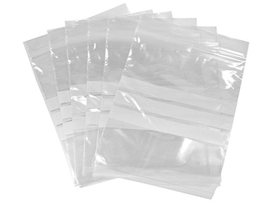 Bolsas De Plástico Con Tiras Para Escribir 200 X 275 Mm, Paquete De 100 Unidades Resellables.
