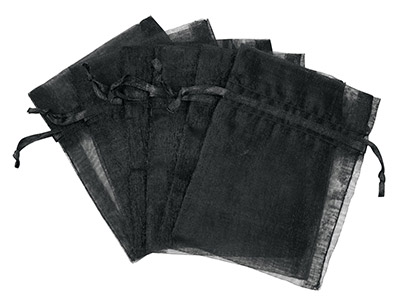 Bolsa De Organza Negra De 7,6 X 10 cm, Paquete De 6 - Imagen Estandar - 1