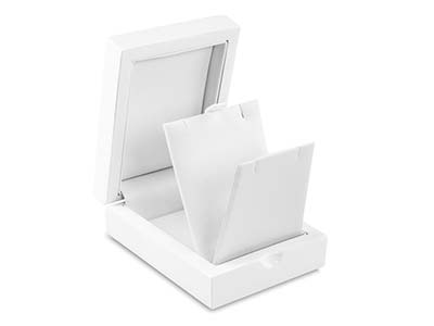 Estuche Para Colgante Y Pendientes Colgantes, Madera Blanca - Imagen Estandar - 4