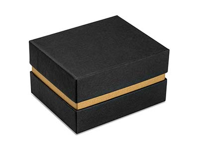 Caja Para Pulseras, Cartón Negro Con Banda De Metal Dorado - Imagen Estandar - 2