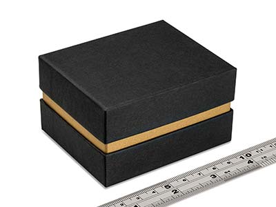 Caja Para Pulseras, Cartón Negro Con Banda De Metal Dorado - Imagen Estandar - 4