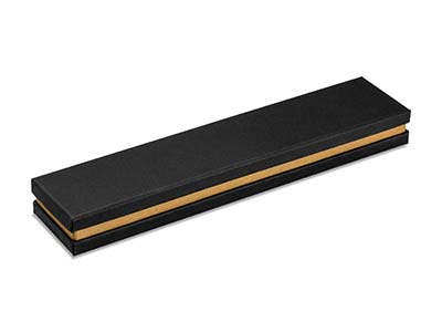 Caja Para Pulseras, Cartón Negro Con Banda Metálica Dorada - Imagen Estandar - 2