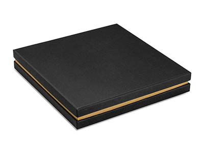 Caja Para Collar, Cartón Negro Con Banda Metálica Dorada - Imagen Estandar - 2