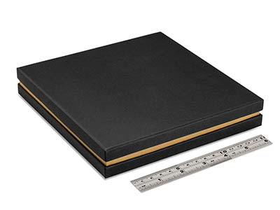 Caja Para Collar, Cartón Negro Con Banda Metálica Dorada - Imagen Estandar - 4