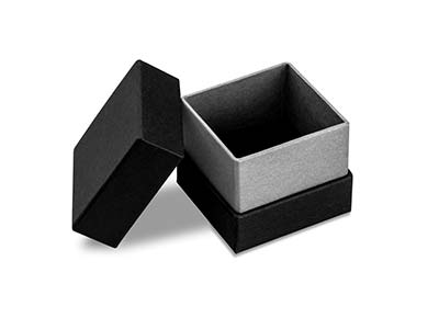 Caja Metalizada Negra Y Plateada Para Anillo