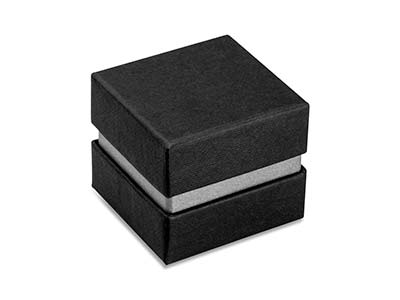 Caja Para Anillos, Cartón Negro Conbanda De Metal Plateada - Imagen Estandar - 2