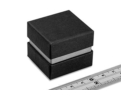 Caja Para Anillos, Cartón Negro Conbanda De Metal Plateada - Imagen Estandar - 4