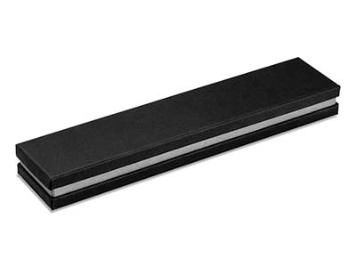 Caja Para Pulseras, Cartón Negro Con Banda Metálica De Color Plata - Imagen Estandar - 2