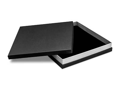 Caja Metalizada Negra Y Plateada Para Gargantilla