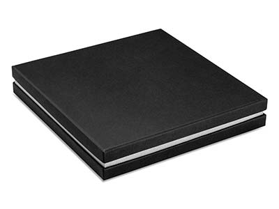 Caja Para Collar, Cartón Negro Con Banda Metálica De Color Plata - Imagen Estandar - 2