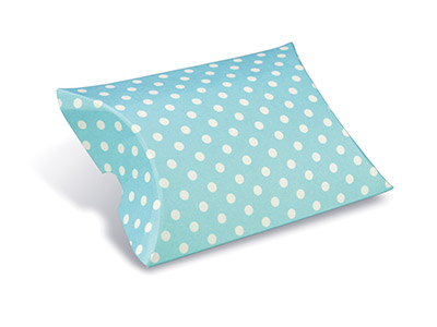 Paquete De 10 Cajas Montables Con Forma De Almohada Montables De Color Azul Con Lunares - Imagen Estandar - 1