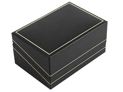 Estuche Para Gemelos, Piel Sint{tica Negra Con Ribete Dorado - Imagen Estandar - 2