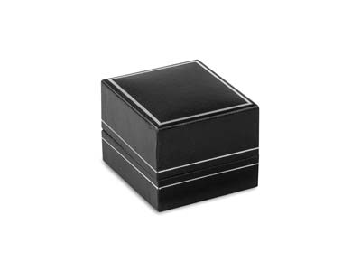 Caja Para Anillos, Piel Sint{tica Negra Con Borde Plateado - Imagen Estandar - 2