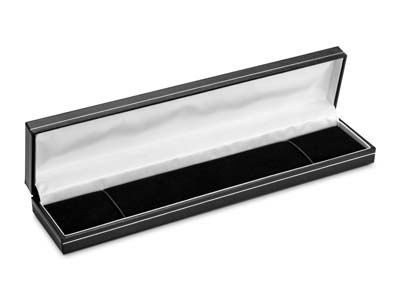 Caja Para Pulseras, Piel Sint{tica Negra Con Borde Plateado - Imagen Estandar - 1