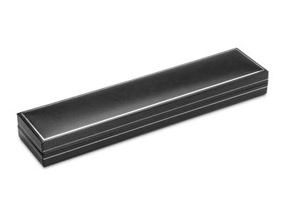 Caja Para Pulseras, Piel Sint{tica Negra Con Borde Plateado - Imagen Estandar - 2