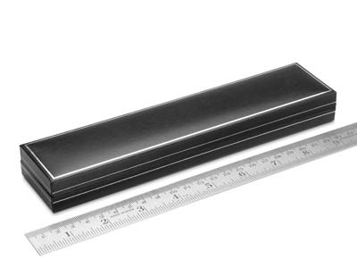 Caja Para Pulseras, Piel Sint{tica Negra Con Borde Plateado - Imagen Estandar - 3