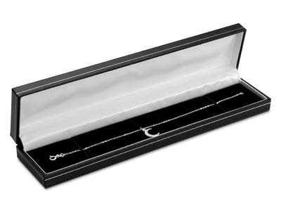 Caja Para Pulseras, Piel Sint{tica Negra Con Borde Plateado - Imagen Estandar - 4