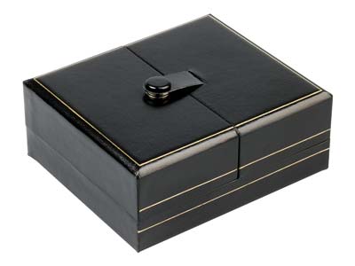 Estuche De Joyería Con Doble Apertura Para Colgante, Piel Sint{tica Color Negro - Imagen Estandar - 2