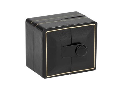 Caja Para Anillos, Cuero Sint{tico Negro De Doble Apertura - Imagen Estandar - 2