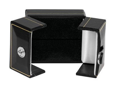 Caja Para Anillos, Cuero Sint{tico Negro De Doble Apertura - Imagen Estandar - 4