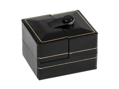 Caja Para Anillos, Cuero Sint{tico Negro De Doble Apertura - Imagen Estandar - 5