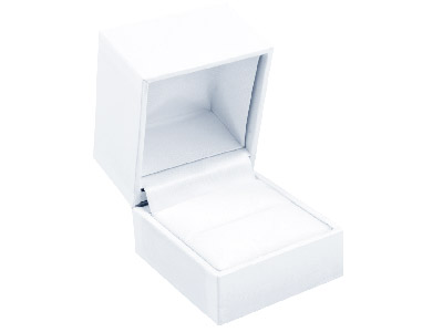 Caja Blanca De Piel Sintética Para Anillo