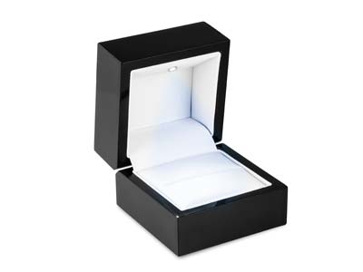 Caja Para Anillos Con Led, Madera Negra - Imagen Estandar - 1