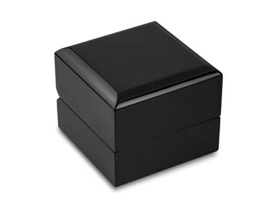 Caja De Anillo Con Led De Madera Negra - Imagen Estandar - 2