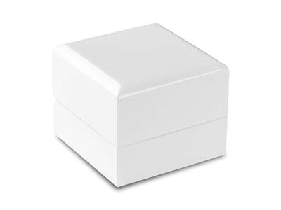 Caja De Anillo Con Led De Madera Blanca - Imagen Estandar - 2
