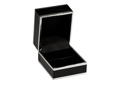 Estuche Para Anillos, De Cartón Negro Y Plateado. - Imagen Estandar - 1