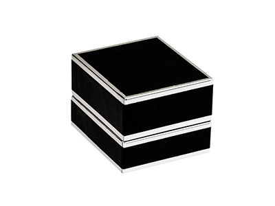 Estuche Para Anillos, De Cartón Negro Y Plateado. - Imagen Estandar - 2