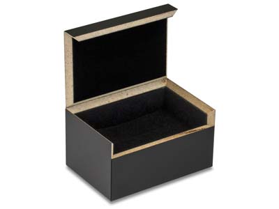Estuche Para 2 Anillos O Gemelos, Fibra De Madera Negra Lisa - Imagen Estandar - 1