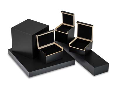 Estuche Para 2 Anillos O Gemelos, Fibra De Madera Negra Lisa - Imagen Estandar - 3